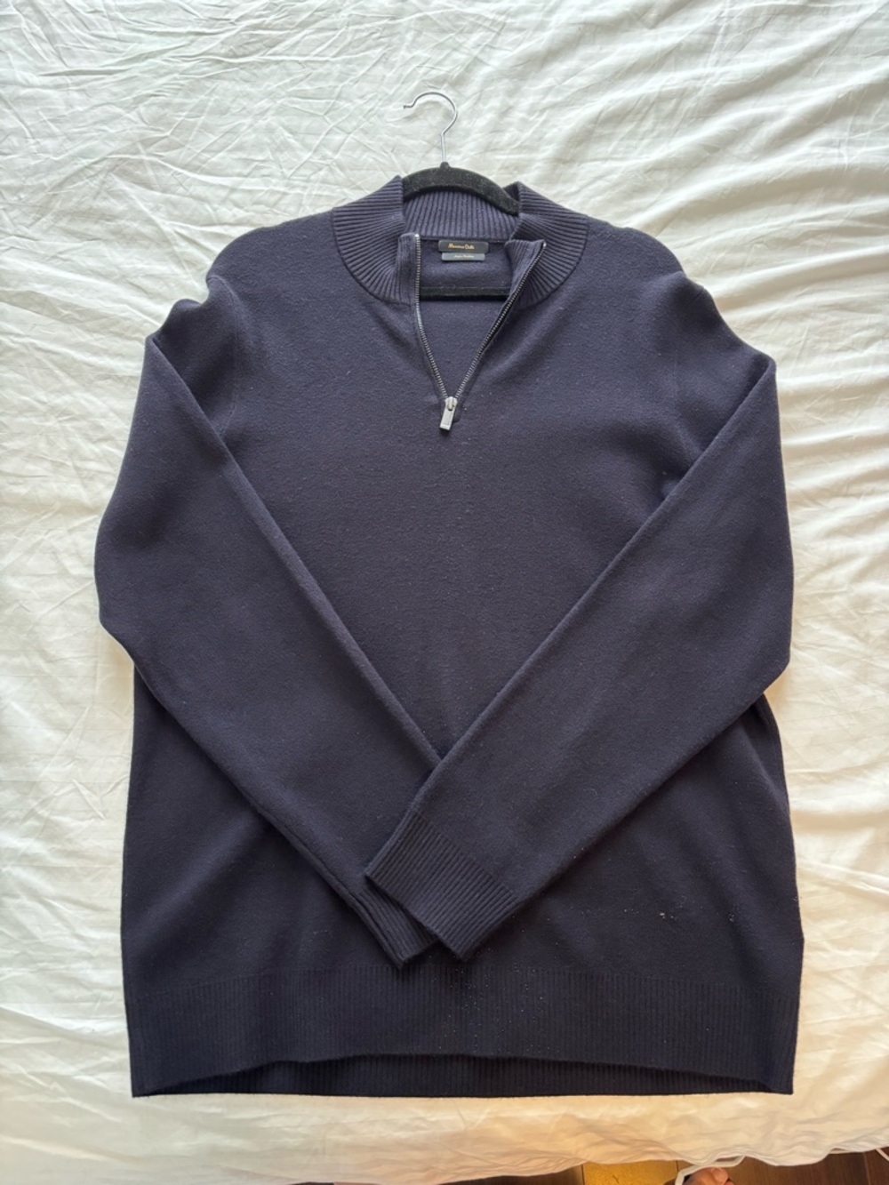 Massimo Dutti Men's Half-Zip Sweater - Navy Blue